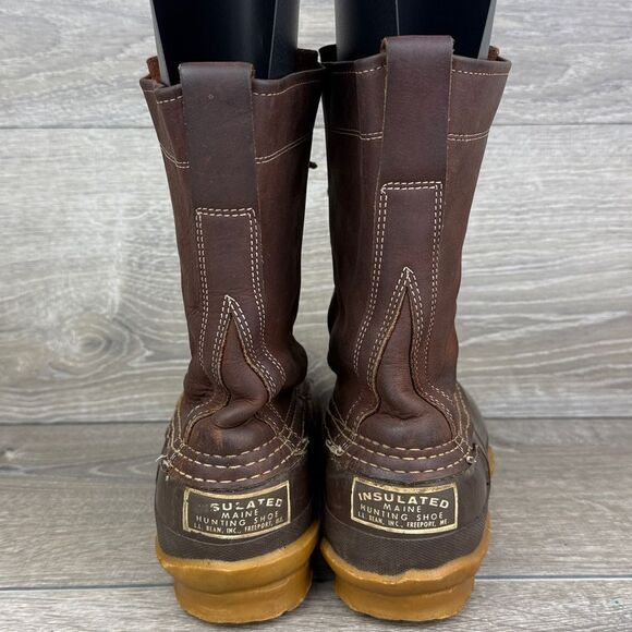 LL Bean Maine Hunting Shoe Men’s Sz 5D Brown Leather 8-Eye Waterproof Duck Boots - Picture 4 of 12
